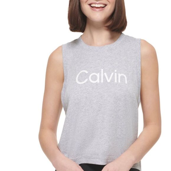 Calvin Klein Performance Womens Muscle Tank Silver Size M Gray NWT - Picture 1 of 7